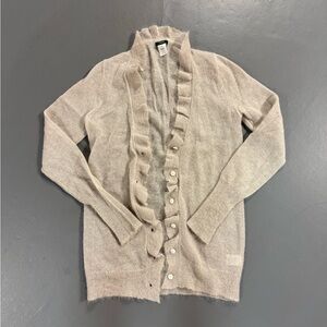 J. Crew Beige Ruffled Cardigan